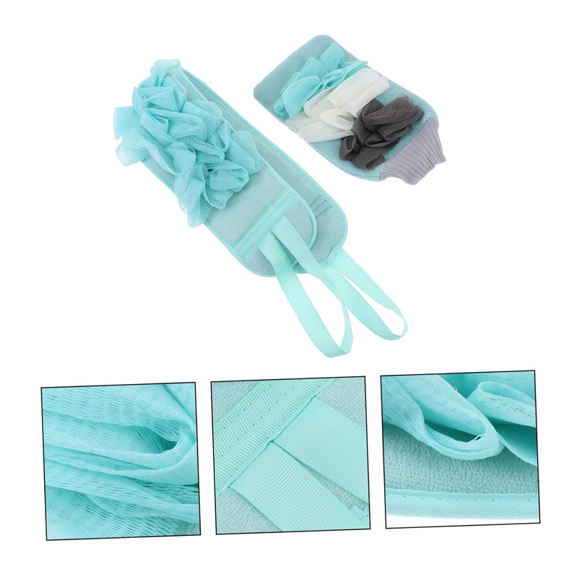 Blue Double Sided Bathing Gloves Soft Gentle Body Scrubber Towel for Shower Efficient Easy Storage - Image 5